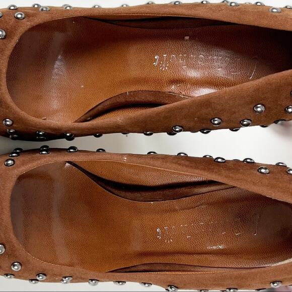 Fahrenheit Brown Faux Suede Studded Heels Size 6 - Picture 9 of 15